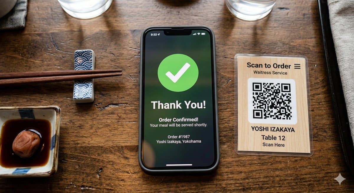 TipJapan thank you confirmation screen on smartphone